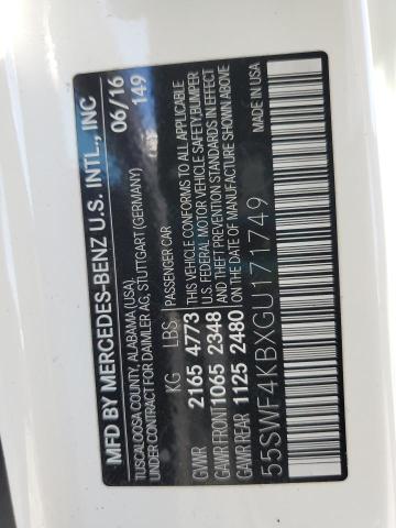 55SWF4KBXGU171749 - 2016 MERCEDES-BENZ C 300 4MATIC WHITE photo 12