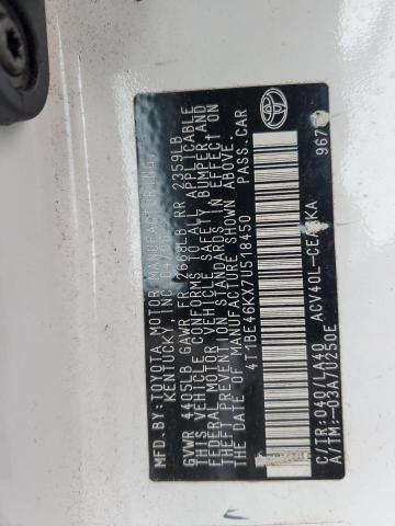 4T1BE46KX7U518450 - 2007 TOYOTA CAMRY CE თეთრი ფოტო 12
