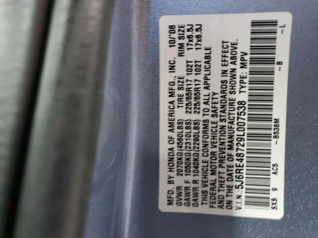 5J6RE48729L007538 - 2009 HONDA CR-V EXL Mavi foto 13