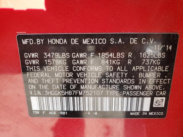 3HGGK5H87FM752107 - 2015 HONDA FIT EX 红色 照片 12