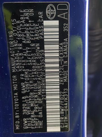 2T1BURHE2FC335759 - 2015 TOYOTA COROLLA L 蓝色 照片 12