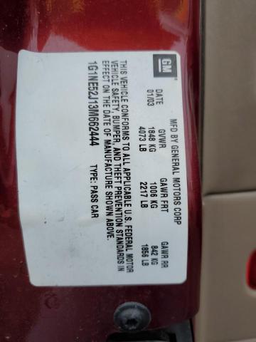 1G1NE52J13M662444 - 2003 CHEVROLET MALIBU LS BURGUNDY photo 12