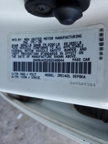 1NXBU40E29Z048844 - 2009 TOYOTA COROLLA BASE 白色 照片 12