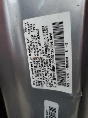 5FNRL5H64DB050735 - 2013 HONDA ODYSSEY EXL SILVER photo 12
