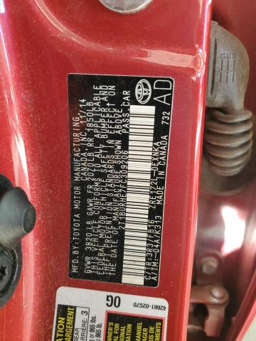 2T1BURHE7FC309206 - 2015 TOYOTA COROLLA L Красный фото 12