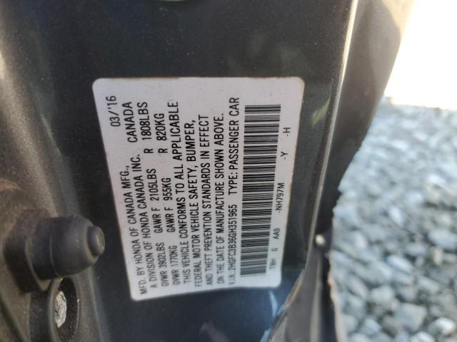2HGFC3B36GH351965 - 2016 HONDA CIVIC EX CHARCOAL photo 12