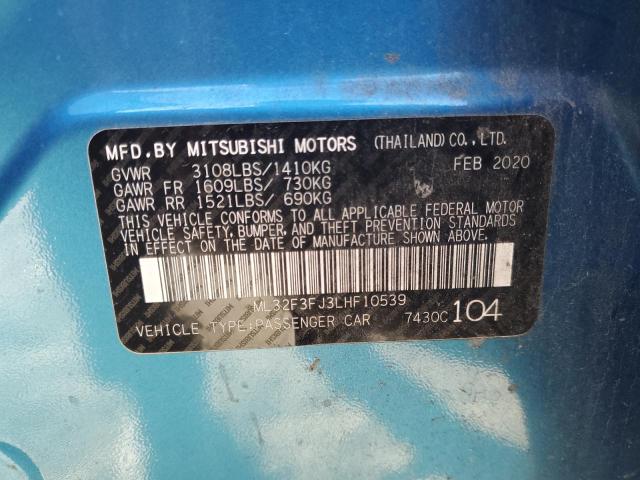 ML32F3FJ3LHF10539 - 2020 MITSUBISHI MIRAGE G4 ES BLUE photo 13