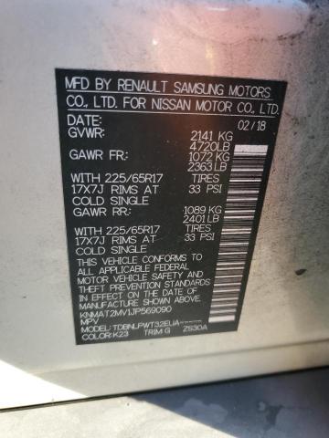 KNMAT2MV1JP569090 - 2018 NISSAN ROGUE S 银色 照片 12