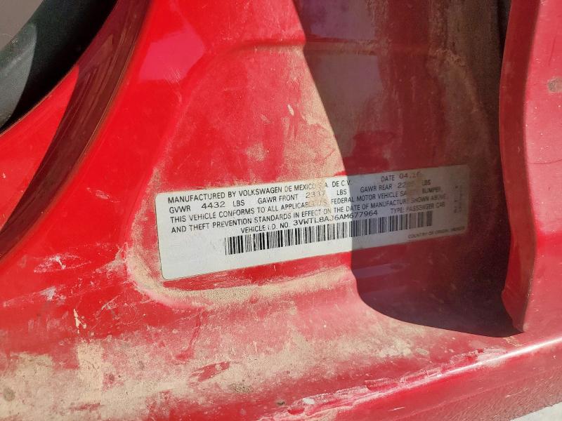 3VWTL8AJ6AM677964 - 2010 VOLKSWAGEN JETTA TDI RED photo 12