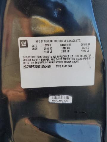 2G2WP522651356499 - 2005 PONTIAC GRAND PRIX BLACK photo 12