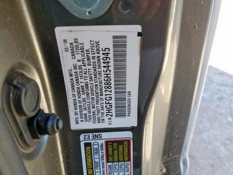 2HGFG12886H544945 - 2006 HONDA CIVIC EX WHITE photo 13