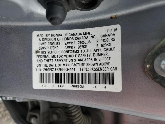 2HGFC1F32HH634444 - 2017 HONDA CIVIC EX SILVER photo 12