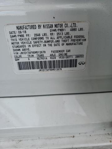 JN1EV7APXKM512679 - 2019 INFINITI Q50 LUXE WHITE photo 12