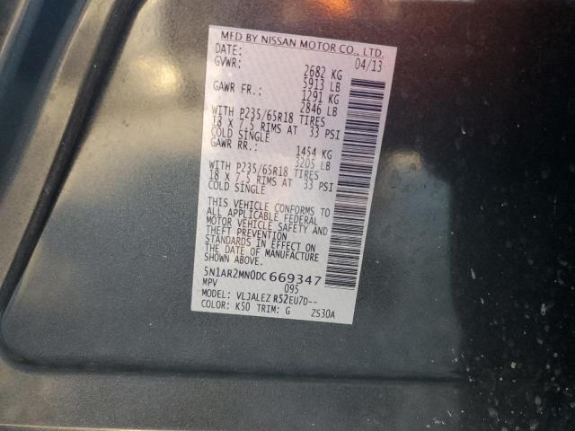 5N1AR2MN0DC669347 - 2013 NISSAN PATHFINDER S ნაცრისფერი ფოტო 13