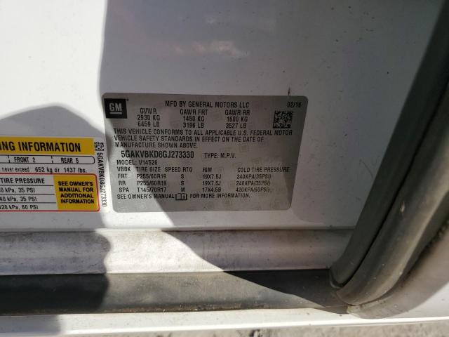 5GAKVBKD8GJ273330 - 2016 BUICK ENCLAVE WHITE photo 14