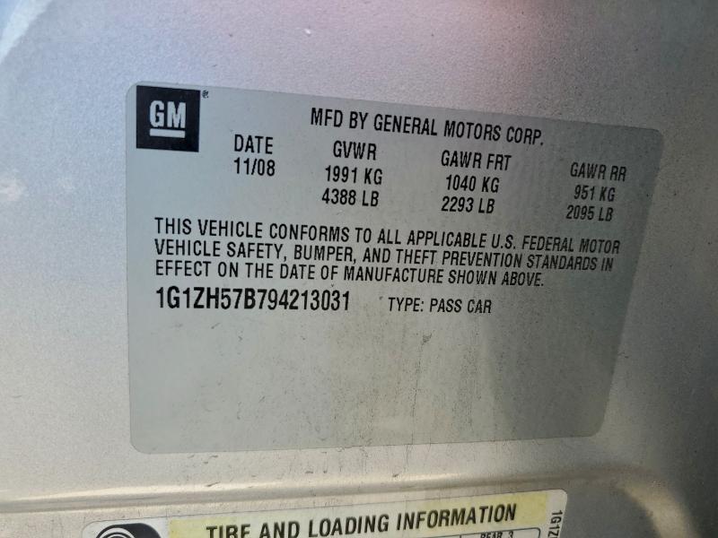 1G1ZH57B794213031 - 2009 CHEVROLET MALIBU 1LT SILVER photo 12