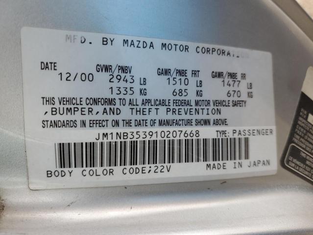 JM1NB353910207668 - 2001 MAZDA MX-5 MIATA BASE SILVER photo 12