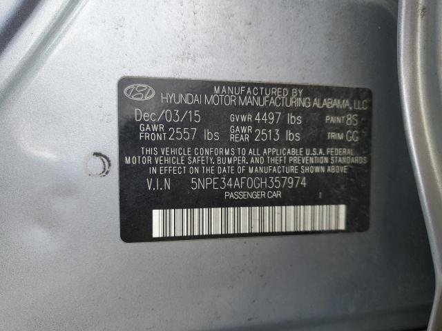 5NPE34AF0GH357974 - 2016 HYUNDAI SONATA SPORT SILVER photo 12
