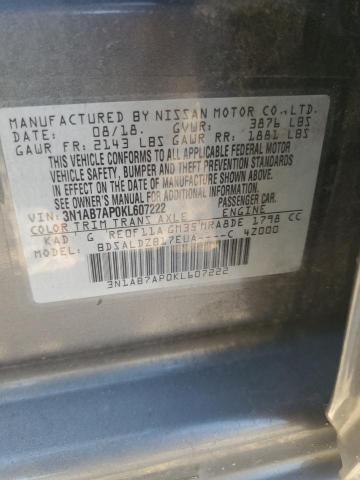 3N1AB7AP0KL607222 - 2019 NISSAN SENTRA S 灰色 照片 13