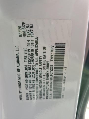 5FNRL6H99LB072258 - 2020 HONDA ODYSSEY ELITE თეთრი ფოტო 13