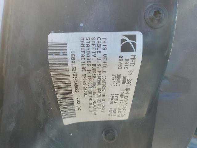 1G8AL52F23Z148820 - 2003 SATURN ION LEVEL 3 SILVER photo 12