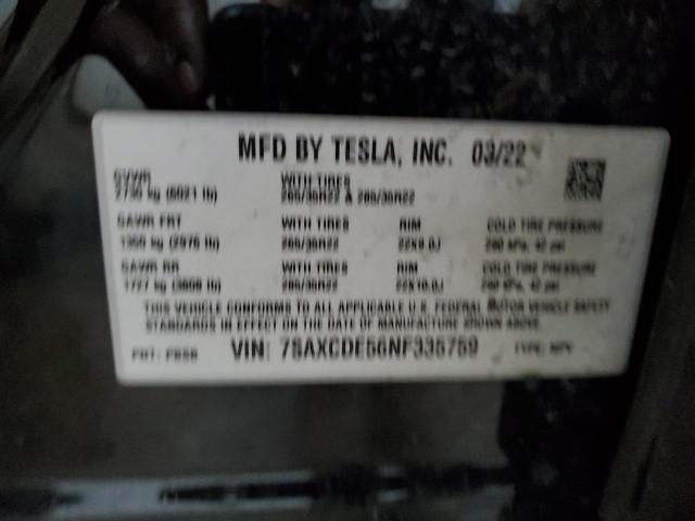 7SAXCDE56NF335759 - 2022 TESLA MODEL X BLACK photo 13
