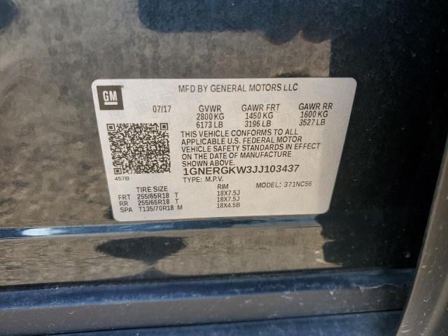 1GNERGKW3JJ103437 - 2018 CHEVROLET TRAVERSE LT Boz foto 13