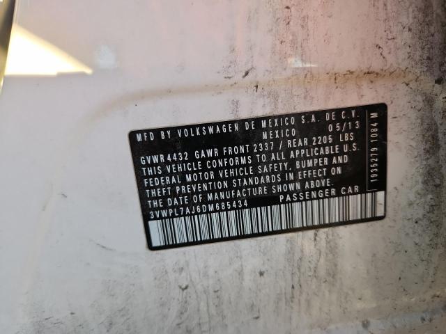 3VWPL7AJ6DM685434 - 2013 VOLKSWAGEN JETTA TDI WHITE photo 12