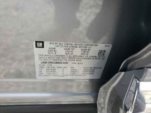 LRBFZRR43ND063490 - 2022 BUICK ENVISION AVENIR Сұр фото 13