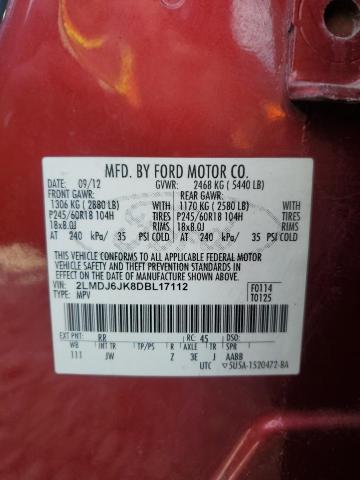 2LMDJ6JK8DBL17112 - 2013 LINCOLN MKX BURGUNDY photo 13