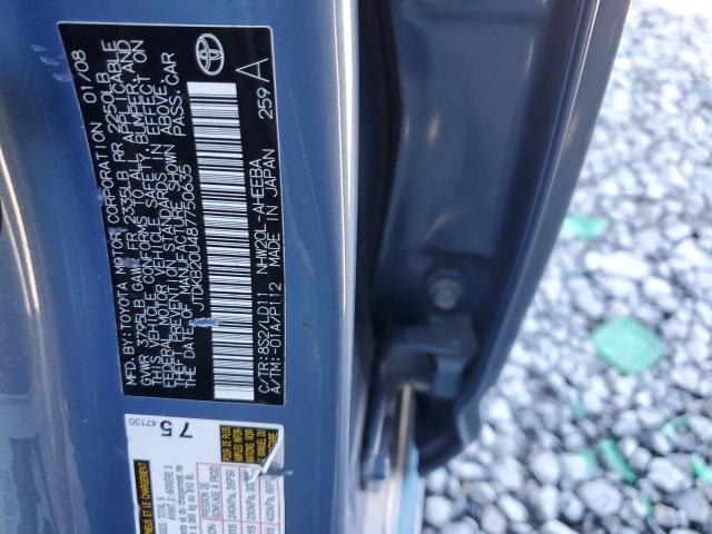JTDKB20U487750635 - 2008 TOYOTA PRIUS BLUE photo 12