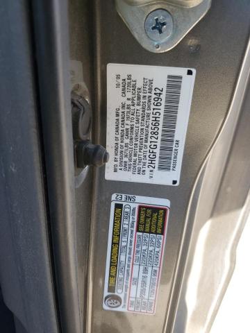 2HGFG12856H516942 - 2006 HONDA CIVIC EX ნაცრისფერი ფოტო 12