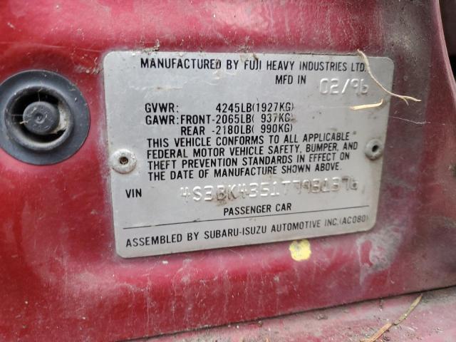 4S3BK4351T7931376 - 1996 SUBARU LEGACY L RED photo 13