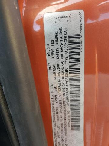 3VWRW3AG8AM030880 - 2010 VOLKSWAGEN NEW BEETLE ნარინჯისფერი ფოტო 13