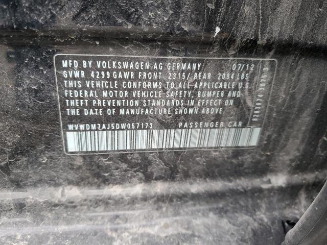 WVWDM7AJ5DW057173 - 2013 VOLKSWAGEN GOLF შავი ფოტო 12