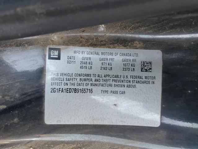 2G1FA1ED7B9165716 - 2011 CHEVROLET CAMARO LS GRAY photo 12