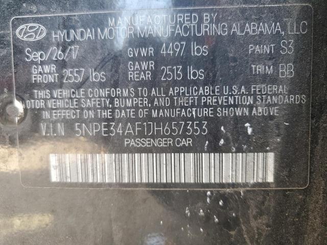 5NPE34AF1JH657353 - 2018 HYUNDAI SONATA SPORT შავი ფოტო 12