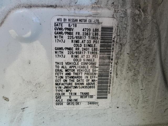 JN8AT2MV3JW353655 - 2018 NISSAN ROGUE S 白色 照片 13
