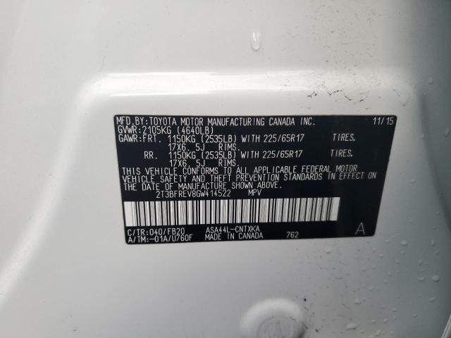 2T3BFREV8GW414522 - 2016 TOYOTA RAV4 LE WHITE photo 13