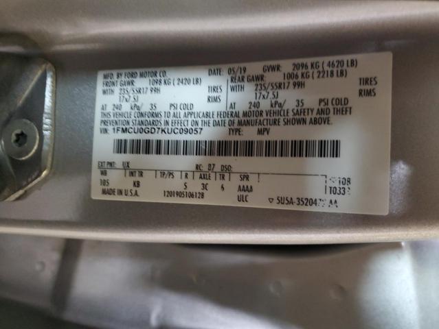 1FMCU0GD7KUC09057 - 2019 FORD ESCAPE SE فضي صورة 13