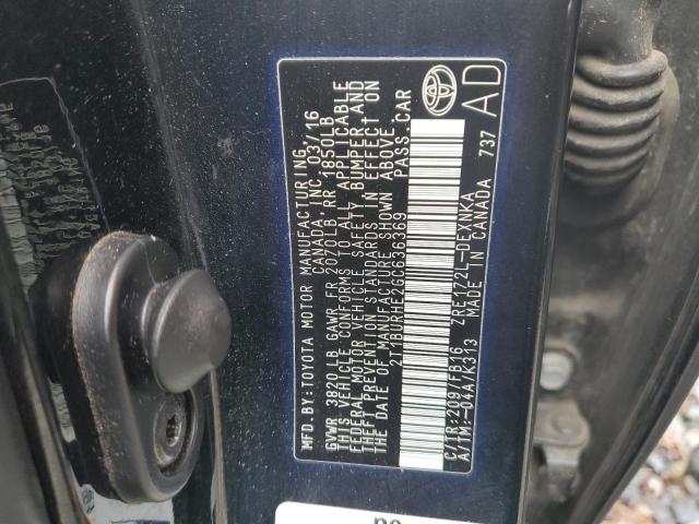 2T1BURHE2GC636369 - 2016 TOYOTA COROLLA L BLACK photo 13