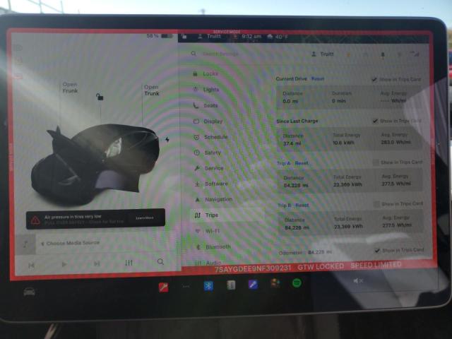 7SAYGDEE9NF309231 - 2022 TESLA MODEL Y BLACK photo 9