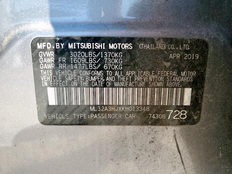 ML32A3HJXKH013348 - 2019 MITSUBISHI MIRAGE ES GRAY photo 12