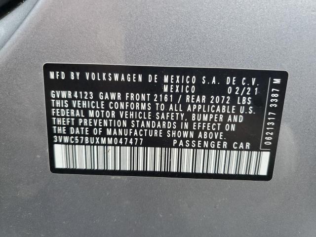 3VWC57BUXMM047477 - 2021 VOLKSWAGEN JETTA S SILVER photo 12