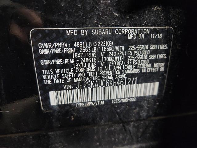 JF2SKAUC6KH461271 - 2019 SUBARU FORESTER LIMITED BLACK photo 13