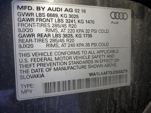 WA1LAAF73JD033275 - 2018 AUDI Q7 PREMIUM PLUS Grafit fotoğraf 13