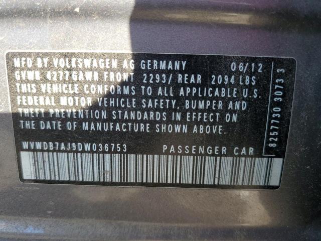 WVWDB7AJ9DW036753 - 2013 VOLKSWAGEN GOLF GRAY photo 13