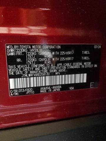 JTMLWRFV6RD258130 - 2024 TOYOTA RAV4 LE MAROON photo 12