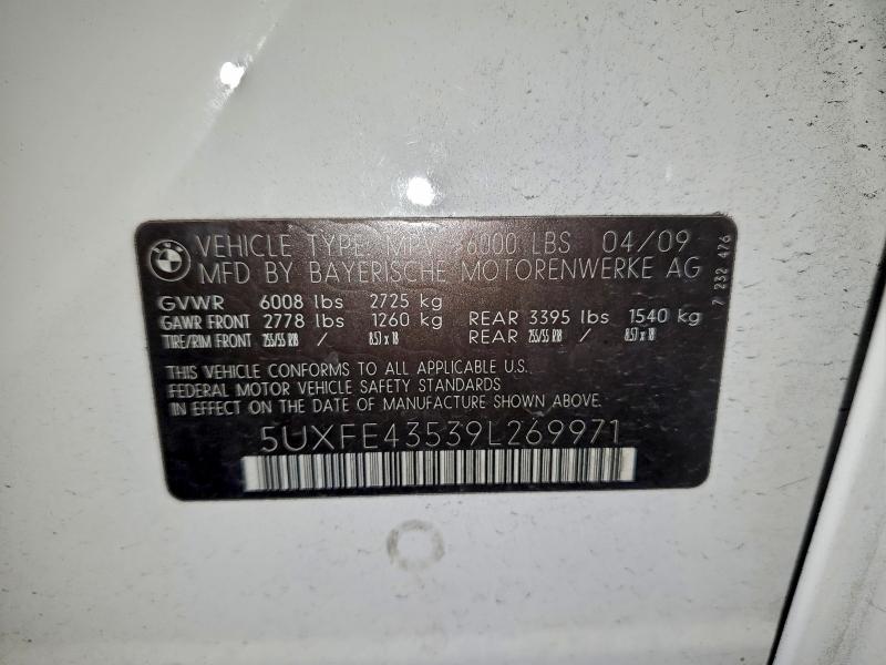 5UXFE43539L269971 - 2009 BMW X5 XDRIVE30I WHITE photo 13