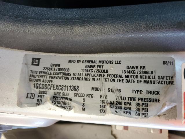 1GCDSCFEXC8111368 - 2012 CHEVROLET COLORADO LT SILVER photo 12
